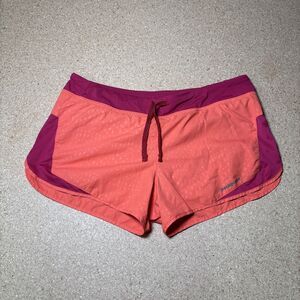 Patagonia Womens M Orange Strider Pro Running Jogging Shorts Outdoor Lined H2